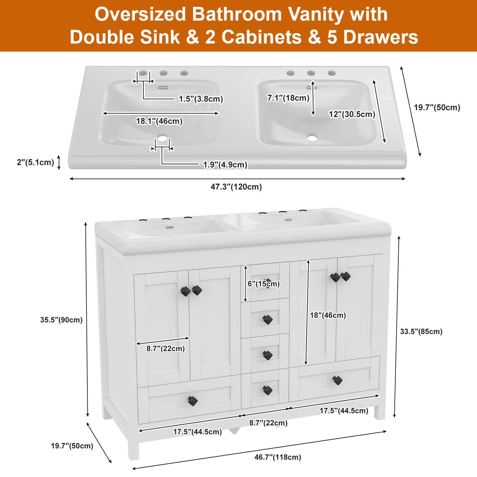 47.3 Inch White Bathroom Vanit - đánh giá và giá Home Bathroom Vanity Combo