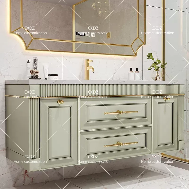 American Oak Rock Slab Seamles - đánh giá và giá Home Bathroom Vanity Combo
